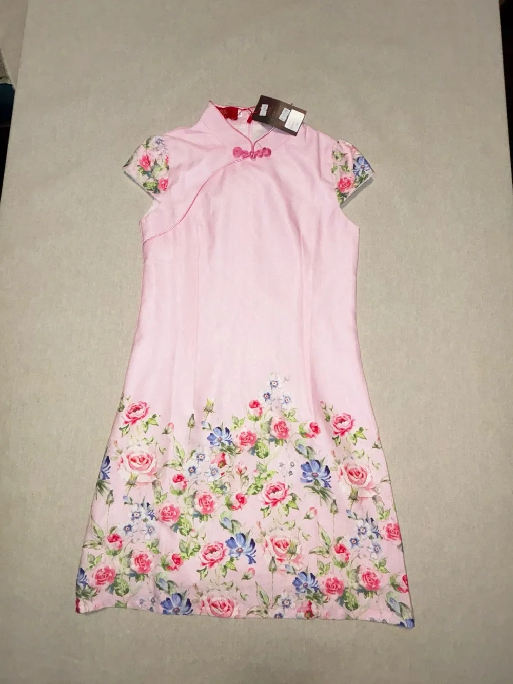 Girls Pink Floral Qipao Dress Size Youth 16